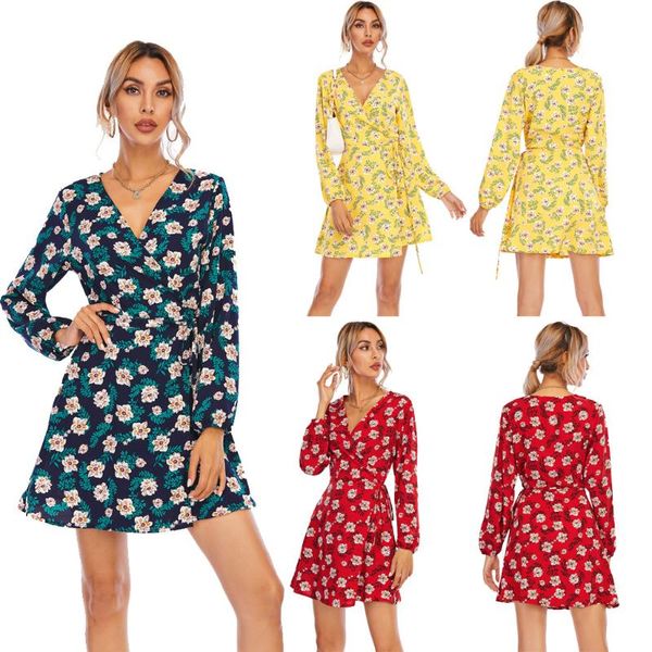 women sundress bohemian floral printed mini dress 2021 summer v-neck ruffles wrap short sleeve beach vestidos belted casual dresses, Black;gray
women sundress bohemian floral printed mini dress 2021 summer v-neck ruffles wrap short sleeve beach vestidos belted casual dresses, Black;gray