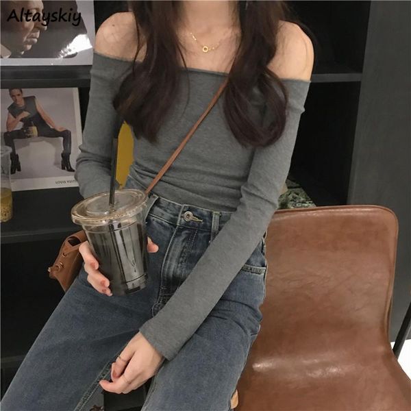 women's t-shirt women long sleeve t-shirts slash neck skinny solid soft designer korean style fashion females tees girls, White
women's t-shirt women long sleeve t-shirts slash neck skinny solid soft designer korean style fashion females tees girls, White