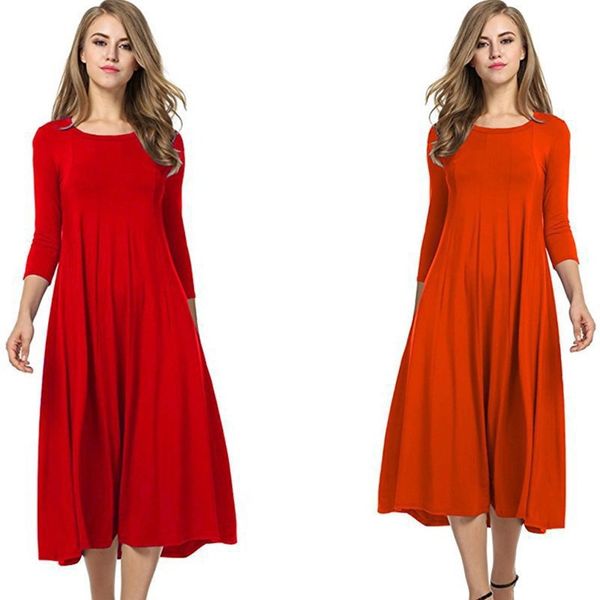 2021 european and american autumn women's new round neck mid sleeve solid dress, White
2021 european and american autumn women's new round neck mid sleeve solid dress, White