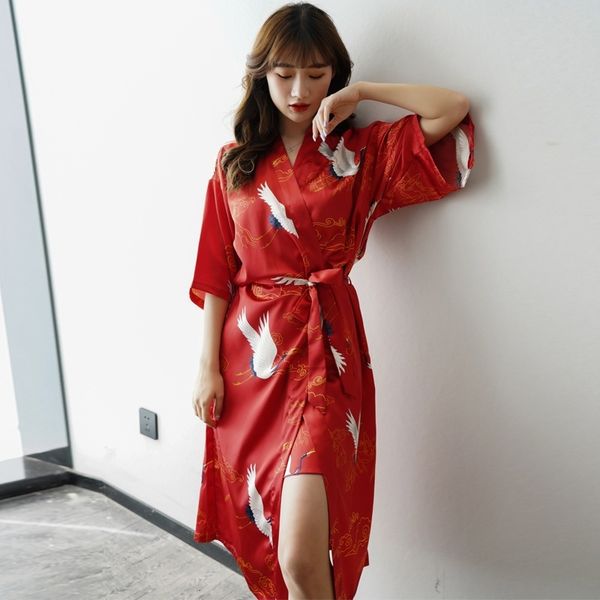 women's sleepwear print crane kimono morning robe gown satin nightgown ice silk bathrobe suit v-neck night intimate lingeire, Black;red
women's sleepwear print crane kimono morning robe gown satin nightgown ice silk bathrobe suit v-neck night intimate lingeire, Black;red
