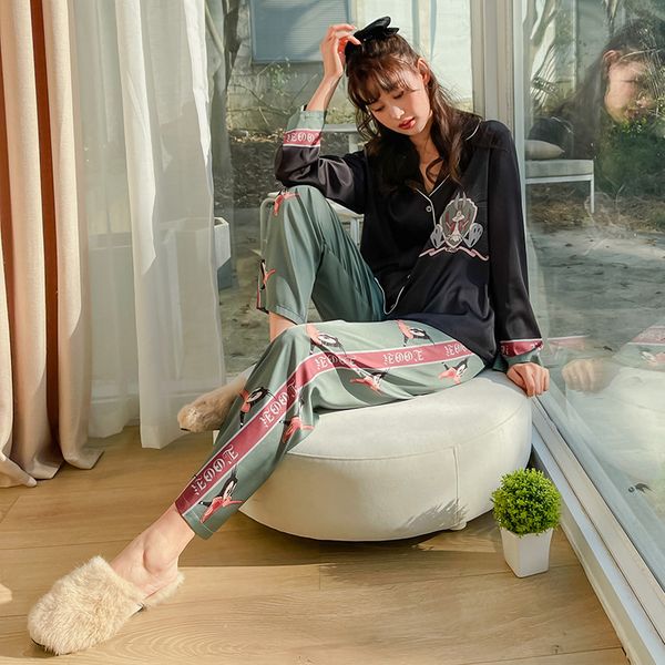 yaoting satin women's pajamas spring and autumn thin long sleeve trousers household clothing rabbit print fashion suit 2249, Black;red
yaoting satin women's pajamas spring and autumn thin long sleeve trousers household clothing rabbit print fashion suit 2249, Black;red