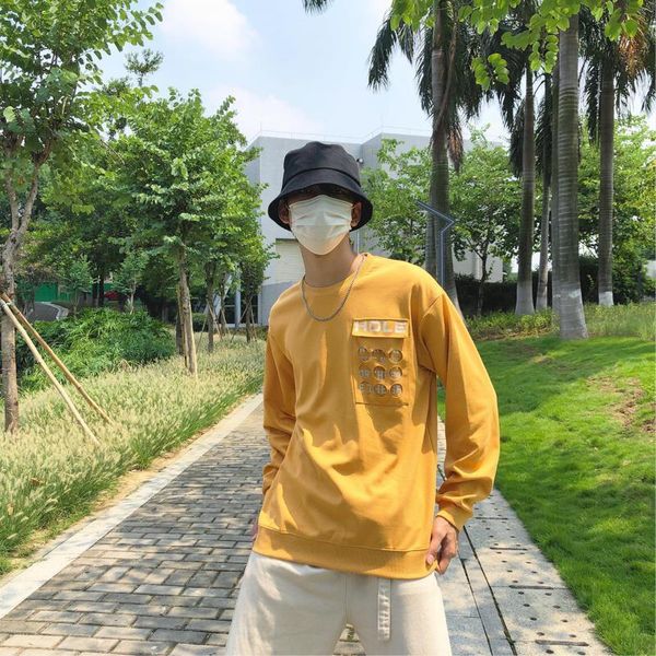 men's hoodies & sweatshirts 2021 autumn street style fashion hollow pocket letter sweater casual simple personality round neck men, Black
men's hoodies & sweatshirts 2021 autumn street style fashion hollow pocket letter sweater casual simple personality round neck men, Black