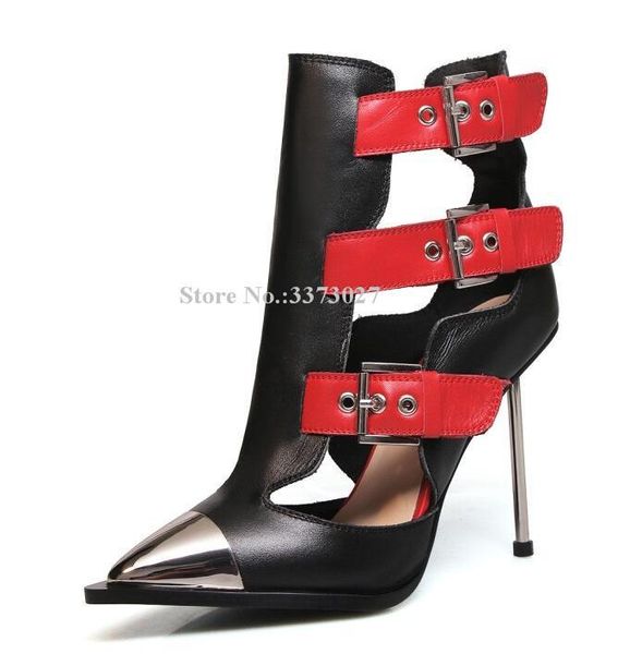 metal toe heel sandals boots woman fashion pointed buckle strap stiletto single shoes lady short, Black
metal toe heel sandals boots woman fashion pointed buckle strap stiletto single shoes lady short, Black