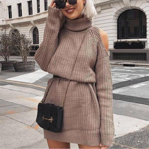 casual dresses women pure color knitted dress off shoulder fashion halter strapless turtleneck tight wasit sweater vestidos sj7475c, Black;gray
casual dresses women pure color knitted dress off shoulder fashion halter strapless turtleneck tight wasit sweater vestidos sj7475c, Black;gray