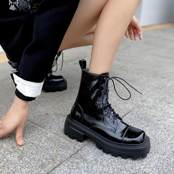 square toe platform shoes cow leather boots warm plush winter thick bottom daily footwear lace-up, Black
square toe platform shoes cow leather boots warm plush winter thick bottom daily footwear lace-up, Black