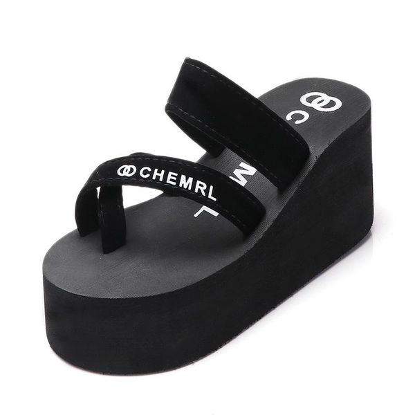 new summer thick-soled flip-flops female high-heeled casual personality set toe female sandals and slippers, Black
new summer thick-soled flip-flops female high-heeled casual personality set toe female sandals and slippers, Black