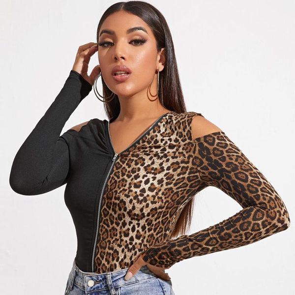 women's t-shirt autumn long sleeve zipper deep v-neck t-shirts 2021 fashion bodycon polyester leopard patchwork tshirt, White
women's t-shirt autumn long sleeve zipper deep v-neck t-shirts 2021 fashion bodycon polyester leopard patchwork tshirt, White