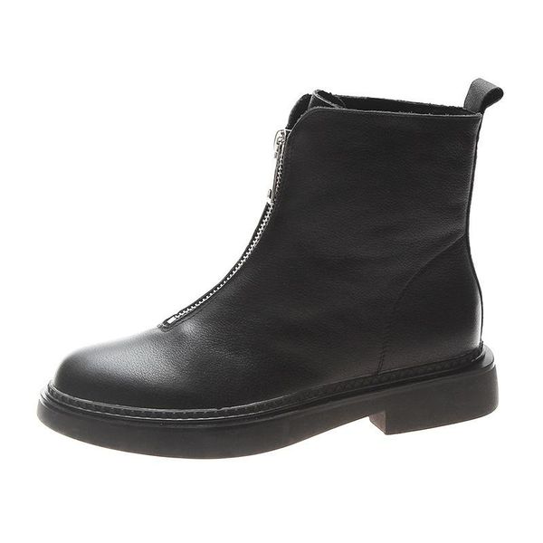 winter genuine leather front zipper women's boots platform warm short round head fashion comfortable casual work, Black
winter genuine leather front zipper women's boots platform warm short round head fashion comfortable casual work, Black