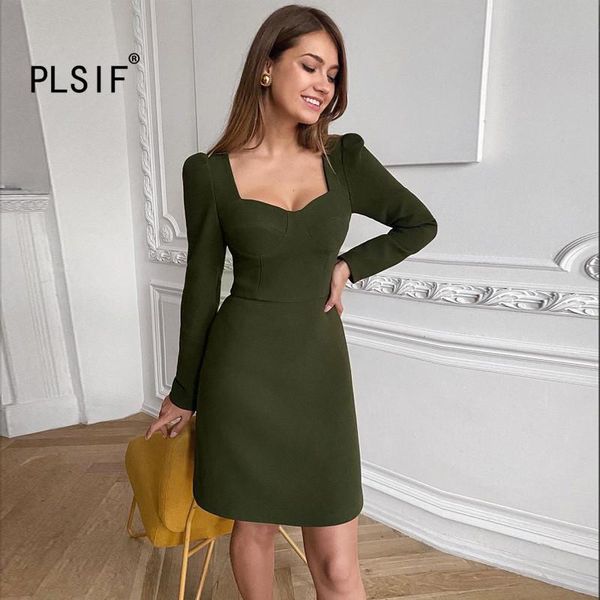 women square collar mini dress solid color full sleeve club party dresses casual, Black;gray
women square collar mini dress solid color full sleeve club party dresses casual, Black;gray