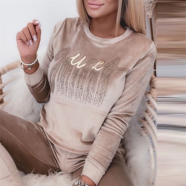 women retro round neck velvet sweatshirt pullover autumn winter letter print sequin hoodies casual long sleeve jumper mujer 220311, Black
women retro round neck velvet sweatshirt pullover autumn winter letter print sequin hoodies casual long sleeve jumper mujer 220311, Black