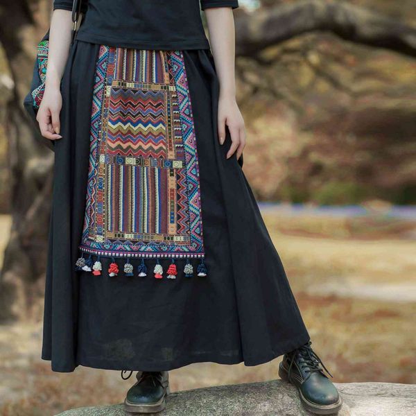 johnature women vintage patchwork elastic waist skirts autumn cotton linen chinese style female skirts 210521, Black
johnature women vintage patchwork elastic waist skirts autumn cotton linen chinese style female skirts 210521, Black