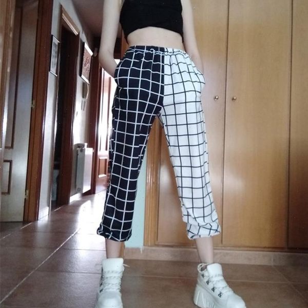 womens patchwork pants check jogging contrast color high waist elastic sweatpants summer casual fashion ladies sweatpan, Black;white
womens patchwork pants check jogging contrast color high waist elastic sweatpants summer casual fashion ladies sweatpan, Black;white