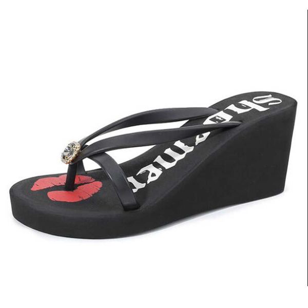 summer shoes for women fashion high-heels 8cm flip flops lips beach vacation slippers non-slip sh492 210625, Black
summer shoes for women fashion high-heels 8cm flip flops lips beach vacation slippers non-slip sh492 210625, Black