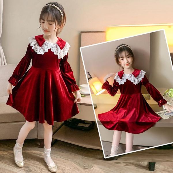 girl's dresses long sleeve children dress 2021 summer golden velvet for girls wedding elegant princess vestidos 4-12 age, Red;yellow
girl's dresses long sleeve children dress 2021 summer golden velvet for girls wedding elegant princess vestidos 4-12 age, Red;yellow