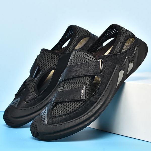 new summer mens sandals leather mens beach sandals slippers outdoor soft men wading non-slip mens sneakers zapatillas hombre, Black
new summer mens sandals leather mens beach sandals slippers outdoor soft men wading non-slip mens sneakers zapatillas hombre, Black