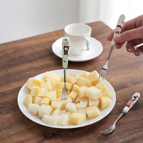 forks creative cute ceramic handle fruit fork cartoon stainless steel children ' s stick tableware home kitchen gift
forks creative cute ceramic handle fruit fork cartoon stainless steel children ' s stick tableware home kitchen gift