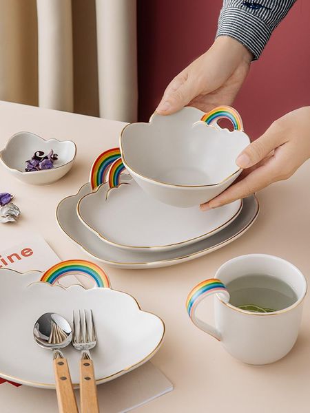 dishes & plates arrival rainbow creative ceramic dinner plate bowl set light luxury household fruit salad rice couple's mug cup
dishes & plates arrival rainbow creative ceramic dinner plate bowl set light luxury household fruit salad rice couple's mug cup
