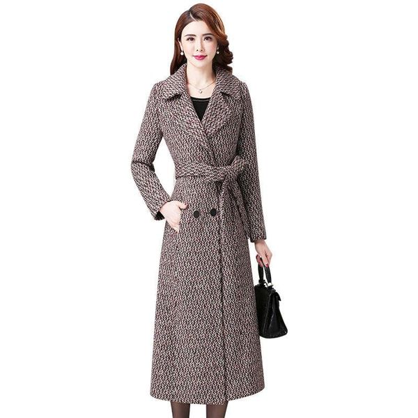 women's wool & blends autumn winter women long tweed woolen coat with belt lapel warm vintage double breasted femme casual plaid trench, Black
women's wool & blends autumn winter women long tweed woolen coat with belt lapel warm vintage double breasted femme casual plaid trench, Black
