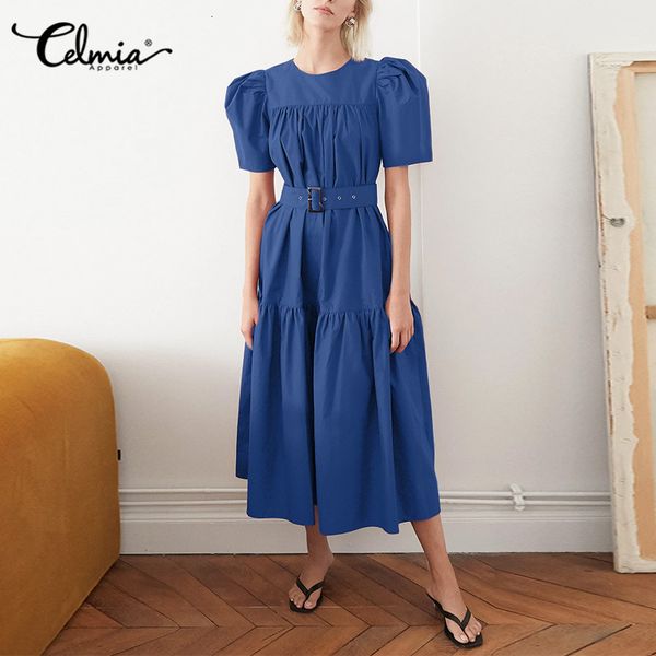 dresses celmia causal loose o-neck midi dress women 2021 summer elegant short puff sleeve sundress pleated belted party vestidos s-5xl, Black;gray
dresses celmia causal loose o-neck midi dress women 2021 summer elegant short puff sleeve sundress pleated belted party vestidos s-5xl, Black;gray