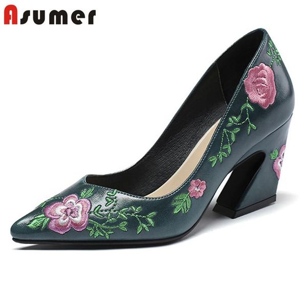 asumer 2021 genuine leather shoes women pumps pointed toe embroidered ethnic style wedding high heels single dress, Black
asumer 2021 genuine leather shoes women pumps pointed toe embroidered ethnic style wedding high heels single dress, Black