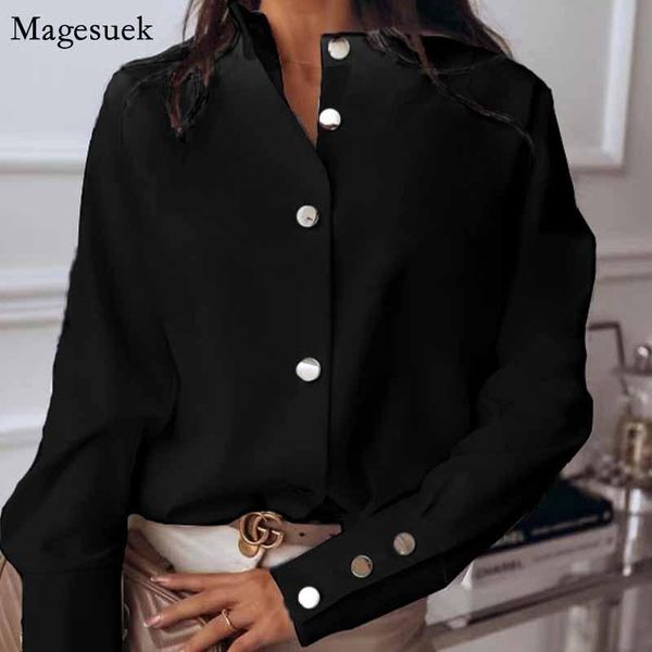 women's blouses & shirts women 2021 autumn fashion long sleeve stand collar solid white black loose cardigan blusas 10619
women's blouses & shirts women 2021 autumn fashion long sleeve stand collar solid white black loose cardigan blusas 10619
