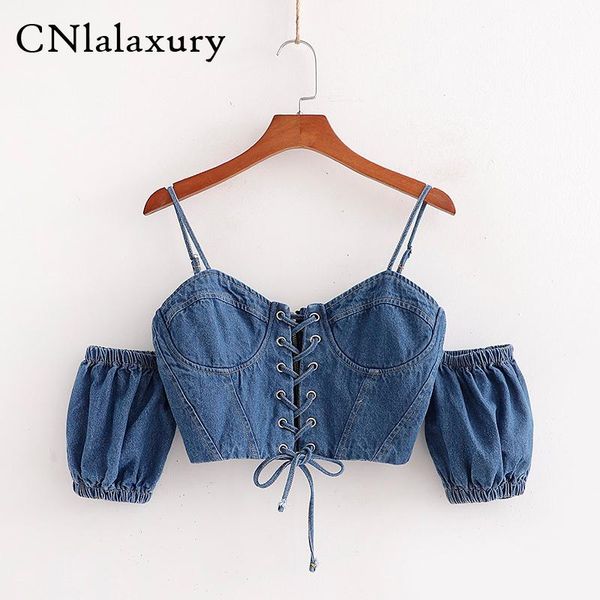 women's tanks & camis strap denim jeans crop women casual blusas mujer de moda 2021summer lace up puff sleeve ladies off shoulder t, White
women's tanks & camis strap denim jeans crop women casual blusas mujer de moda 2021summer lace up puff sleeve ladies off shoulder t, White