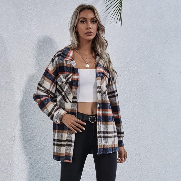 2021 Autumn Casual Plaid Shirt Women Coats Buttons Pockets Female Jackets Coat Streetwear Ladies Spring Loose Coats Outerwear, Black;brown
2021 Autumn Casual Plaid Shirt Women Coats Buttons Pockets Female Jackets Coat Streetwear Ladies Spring Loose Coats Outerwear, Black;brown
