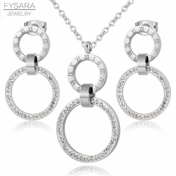 earrings & necklace fysara hollow round circles pendant black white crystals roman women stainless steel jewelry set party wedding, Silver
earrings & necklace fysara hollow round circles pendant black white crystals roman women stainless steel jewelry set party wedding, Silver