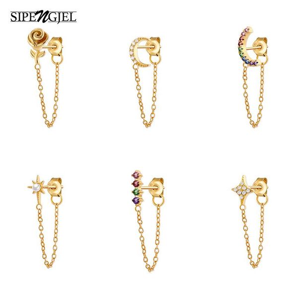 hoop & huggie fashion sparking rainbow zircon gold chain earring hypoallergenic dainty star moon flower simple stud earrings for women jewel, Golden;silver
hoop & huggie fashion sparking rainbow zircon gold chain earring hypoallergenic dainty star moon flower simple stud earrings for women jewel, Golden;silver