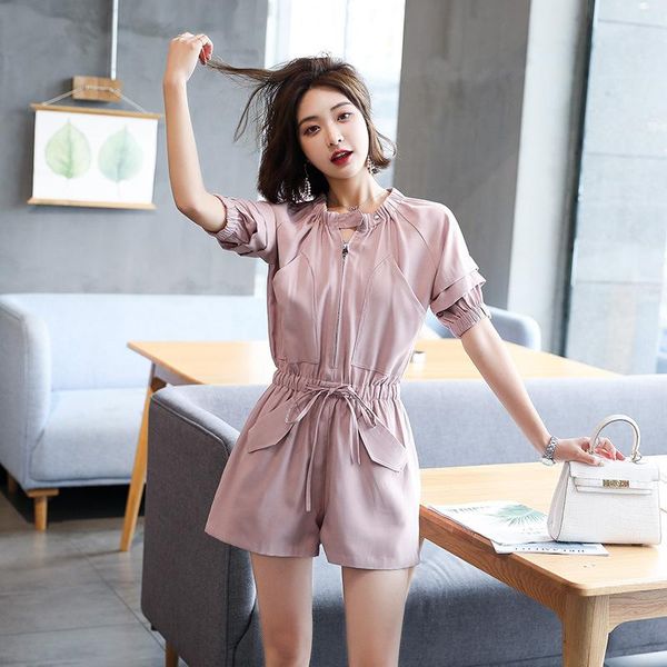 women's jumpsuits & rompers women pockets playsuits summer 2021 zipper solid o-neck drawstring sashes korean short sleeve bodysuits, Black;white
women's jumpsuits & rompers women pockets playsuits summer 2021 zipper solid o-neck drawstring sashes korean short sleeve bodysuits, Black;white