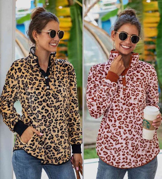 stand collar button long sleeve casual leopard sweatshirts with pockets warm winter clothes loose hoodies women streetwear 210507, Black
stand collar button long sleeve casual leopard sweatshirts with pockets warm winter clothes loose hoodies women streetwear 210507, Black