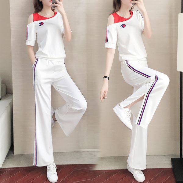 tracksuits fashion sport suit casual women's summer 2021 korean off shoulder loose style wide leg pants sportswear two piece set, Gray
tracksuits fashion sport suit casual women's summer 2021 korean off shoulder loose style wide leg pants sportswear two piece set, Gray