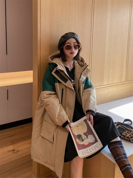 leather contrasting color work padded korean female clothes down long loose cotton jacket with casual hood parka y564 w98t, Black
leather contrasting color work padded korean female clothes down long loose cotton jacket with casual hood parka y564 w98t, Black