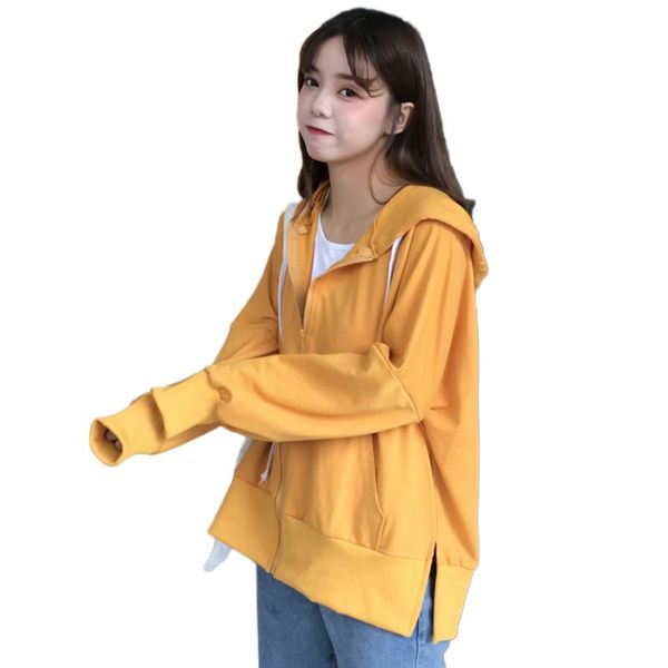 women's hoodies & sweatshirts 2021 autumn zipper girls casual outerwear orange yellow split hem hoody college style students, Black
women's hoodies & sweatshirts 2021 autumn zipper girls casual outerwear orange yellow split hem hoody college style students, Black