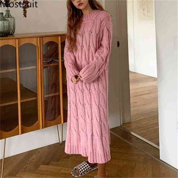 thicken twisted knitted korean long sweater dress women autumn winter sleeve o-neck hollow straight loose vestidos 210513, Black;gray
thicken twisted knitted korean long sweater dress women autumn winter sleeve o-neck hollow straight loose vestidos 210513, Black;gray
