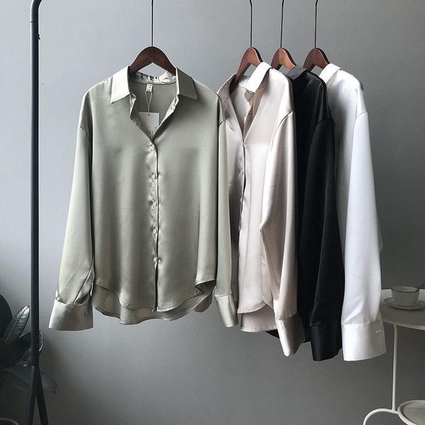 women's blouses & shirts chemise blanche 2021 autumn satin imitation silk long sleeves blouse women vintage elegant office work womens, White
women's blouses & shirts chemise blanche 2021 autumn satin imitation silk long sleeves blouse women vintage elegant office work womens, White