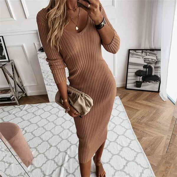 autumn slim midi long knitted dress women winter solid sleeve bodycon sweater v-neck sheath party vestidos robe 210427, Black;gray
autumn slim midi long knitted dress women winter solid sleeve bodycon sweater v-neck sheath party vestidos robe 210427, Black;gray