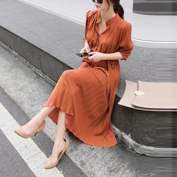 casual dresses women long dress ladies fashion elegant solid color o-neck sleeve beam waist big swing pleated vestido, Black;gray
casual dresses women long dress ladies fashion elegant solid color o-neck sleeve beam waist big swing pleated vestido, Black;gray