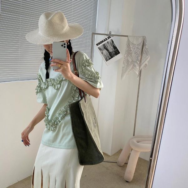 women's t-shirt xiaowang south korean 2021 summer short sleeve love loose top, White
women's t-shirt xiaowang south korean 2021 summer short sleeve love loose top, White