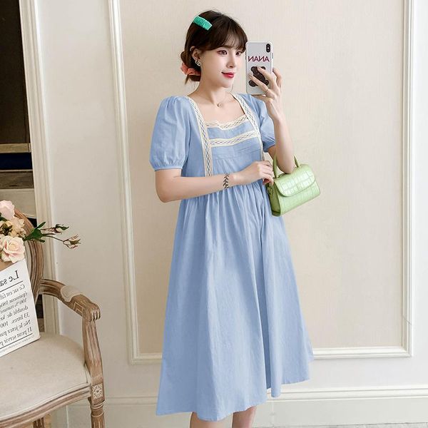 maternity dresses 989# dress summer blue sweet short sleeves easy matching loose stylish pregnant women mom, White
maternity dresses 989# dress summer blue sweet short sleeves easy matching loose stylish pregnant women mom, White