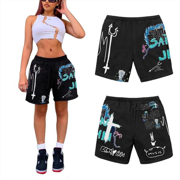 summer casual with fork womens short skull flame print elastic middle waist loose pants for daily life dating work, White;black
summer casual with fork womens short skull flame print elastic middle waist loose pants for daily life dating work, White;black