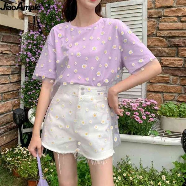 korean fashion sweet mesh daisy t-shirt for women ins loose girl student joker summer short sleeve streetwear clothing 210324, White
korean fashion sweet mesh daisy t-shirt for women ins loose girl student joker summer short sleeve streetwear clothing 210324, White