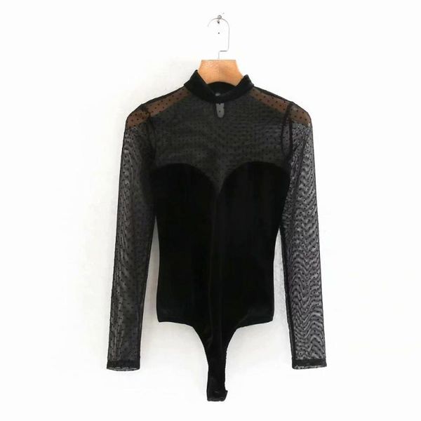 women's jumpsuits & rompers women small dots mesh patchwork velvet bodysuits shirt chic perspective siamese blouses retro playsuits blu, Black;white
women's jumpsuits & rompers women small dots mesh patchwork velvet bodysuits shirt chic perspective siamese blouses retro playsuits blu, Black;white