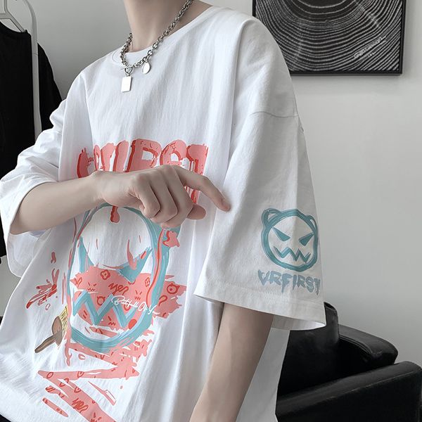 2021 summer new ins fashion brand short sleeve t-shirt men's trend hip hop loose and versatile large half sleeve t-shirt, White;black
2021 summer new ins fashion brand short sleeve t-shirt men's trend hip hop loose and versatile large half sleeve t-shirt, White;black