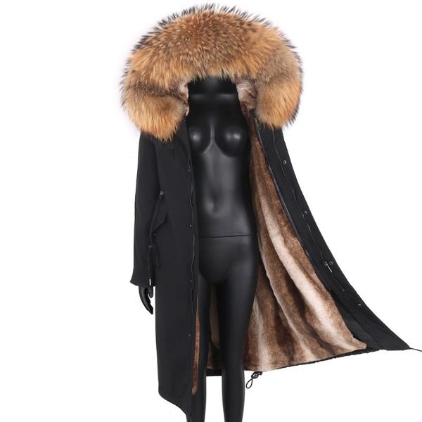 women's fur & faux winter x-long parka women natural coat real jacket thick warm detachable collar and liner famale, Black 
women's fur & faux winter x-long parka women natural coat real jacket thick warm detachable collar and liner famale, Black
