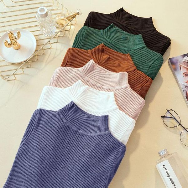 women's sweaters 2021 double-layer neckline solid color half-neck sweater pullover shirt long-sleeved versatile slim women tight, White;black
women's sweaters 2021 double-layer neckline solid color half-neck sweater pullover shirt long-sleeved versatile slim women tight, White;black