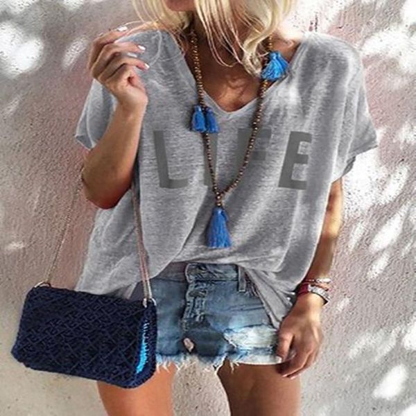 women's t-shirt 40# letter print t shirts women v-neck short sleeve t-shirts for girls summer streetwear oversized casual loose female, White
women's t-shirt 40# letter print t shirts women v-neck short sleeve t-shirts for girls summer streetwear oversized casual loose female, White