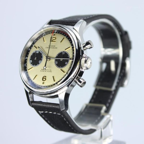 38mm watch sugess seagull 1963 movement chronograph watches for men luminous 5atm waterproof fashion beige dial heren horloge wristwatches, Slivery;brown
38mm watch sugess seagull 1963 movement chronograph watches for men luminous 5atm waterproof fashion beige dial heren horloge wristwatches, Slivery;brown