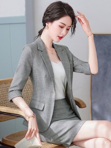 two piece dress plaid small suit coat female thin 2021 half-sleeve shirt 2 set skirt and women office uniforms, White
two piece dress plaid small suit coat female thin 2021 half-sleeve shirt 2 set skirt and women office uniforms, White