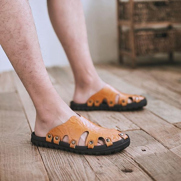 slippers genuine leather sandals mens trend outdoor summer anti-slippery casual flip flops beach male men, Black
slippers genuine leather sandals mens trend outdoor summer anti-slippery casual flip flops beach male men, Black